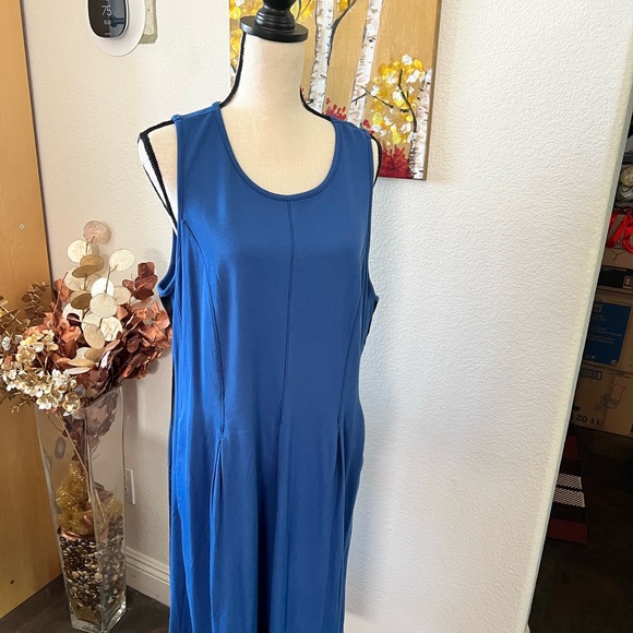 Marseille style - cornflower blue with black racing stripe shift dress - Picture 1 of 6